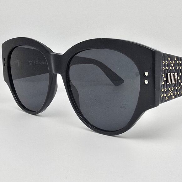 Christian Dior Lady Dior Studs 2 8072K Black Frame Grey Lens Sunglasses Italy - Picture 1 of 16